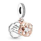 10pcs Rose Flower Pendant Heart Beads for DIY Charm Bracelet