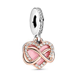 10pcs Rose Flower Pendant Heart Beads for DIY Charm Bracelet