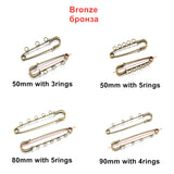 10pcs Safety Pins Brooch Blank Base 50/80/90mm Pins 3/5 Rings Jewelry Pin