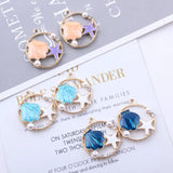 Shell Starfish Enamel Charms Round Alloy Floating Oil Drop Pendant YZ106