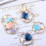 Shell Starfish Enamel Charms Round Alloy Floating Oil Drop Pendant YZ106
