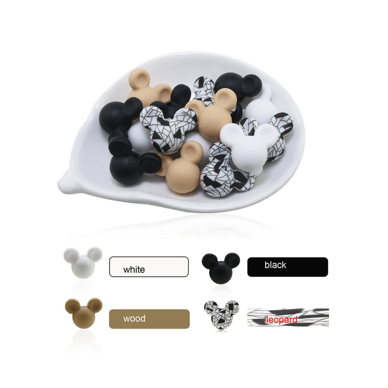 10pcs Silicone Mouse Sunflower Teether Toy Soft Chew DIY Necklace Perle