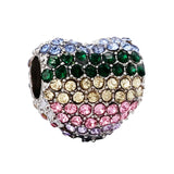 10pcs Silver My Love Heart Beaded Rhinestone Heart-shaped Beads