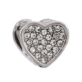 10pcs Silver My Love Heart Beaded Rhinestone Heart-shaped Beads