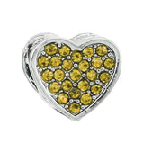 10pcs Silver My Love Heart Beaded Rhinestone Heart-shaped Beads