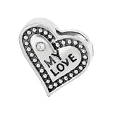 10pcs Silver My Love Heart Beaded Rhinestone Heart-shaped Beads