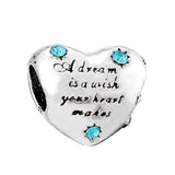 10pcs Silver My Love Heart Beaded Rhinestone Heart-shaped Beads