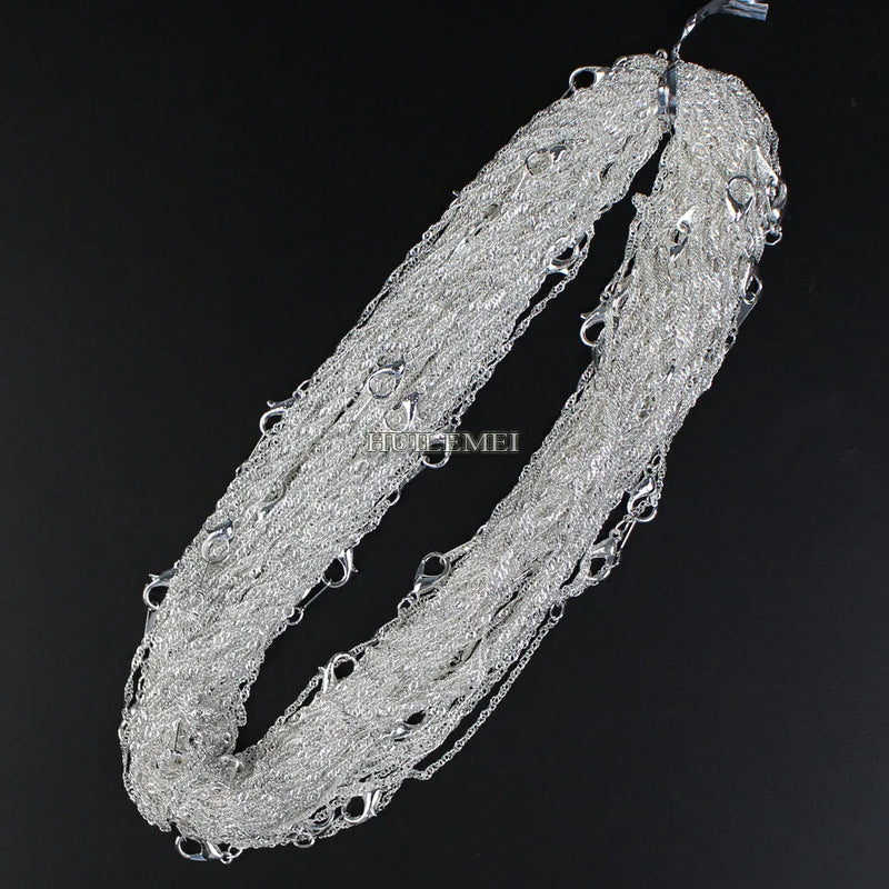 10pcs Silver Plated Water Wave Necklace Chains for Women 16" 18" 20" 24"