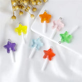 10pcs Yellow Candy Star Resin Lollipop Charms DIY Jewelry Making Earring