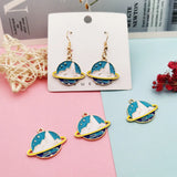 10pcs Snow Mountain Enamel Charms Round Metal Planet Earring Pendants