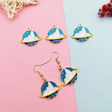 10pcs Snow Mountain Enamel Charms Round Metal Planet Earring Pendants