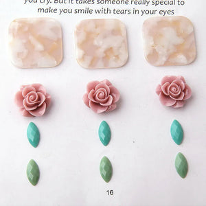 10pcs/lot DIY Flower Square Charm Earrings Drop Pendant