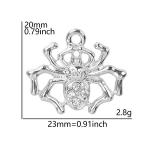 10pcs Spider Silver Crystal Rhinestone Charms Jewelry Earring Crafts