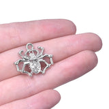 10pcs Spider Silver Crystal Rhinestone Charms Jewelry Earring Crafts