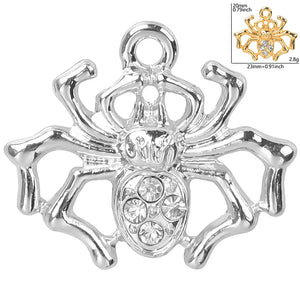 10pcs Spider Silver Crystal Rhinestone Charms Jewelry Earring Crafts