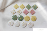 10pcs Macaron Circular Diamond Platinum Disc Lozenge Earring DIY Accessories