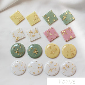 10pcs Macaron Circular Diamond Platinum Disc Lozenge Earring DIY Accessories