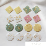 10pcs Macaron Circular Diamond Platinum Disc Lozenge Earring DIY Accessories