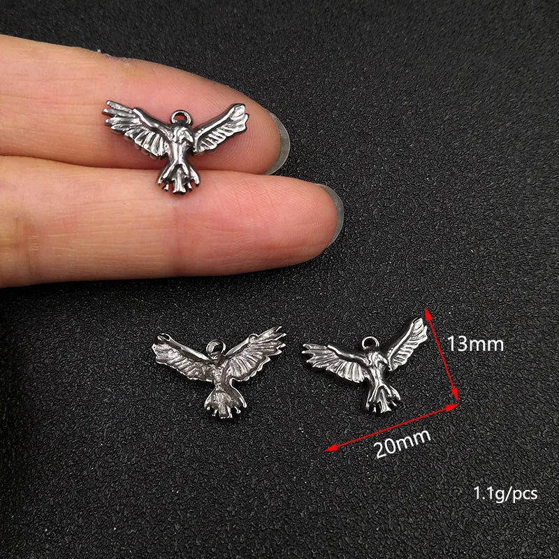 10pcs Stainless Steel 3D Eagle Charms DIY Necklace Pendant Jewelry Making