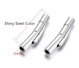 10pcs Stainless Steel Bayonet Clasp PushLock Lace Buckle Leather Cord Clasps