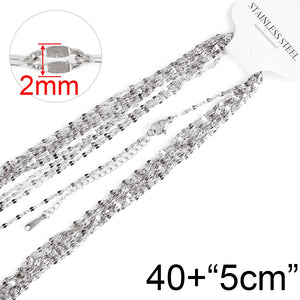 10pcs Stainless Steel Flat Cable Chain DIY Link Chains Pendant Necklaces