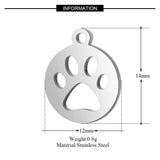 10pcs Stainless Steel Sun Dog Paw DIY Charms Heart Necklace Pendant
