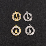 10pcs Stainless Steel Charms with Rhinestones for DIY Jewelry Making