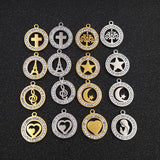 10pcs Stainless Steel Charms with Rhinestones for DIY Jewelry Making