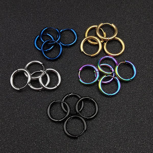 10pcs Stainless Steel Hoop Earrings 2.5mm 2.0mm Thick Men Women Colorful Circle
