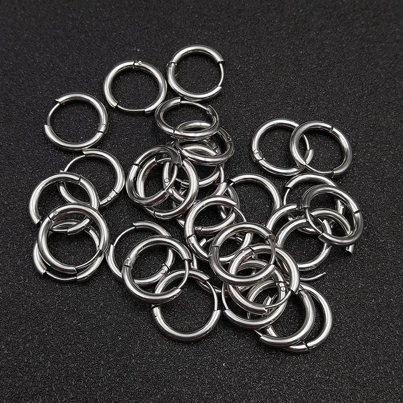10pcs Stainless Steel Hoop Earrings 2.5mm 2.0mm Thick Men Women Colorful Circle