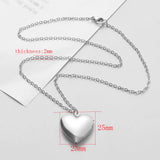 Stainless Steel Heart Photo Frame Memory Locket Pendant Necklaces