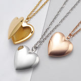 Stainless Steel Heart Photo Frame Memory Locket Pendant Necklaces