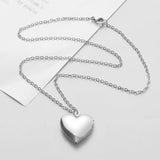Stainless Steel Heart Photo Frame Memory Locket Pendant Necklaces