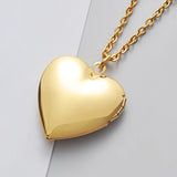 Stainless Steel Heart Photo Frame Memory Locket Pendant Necklaces