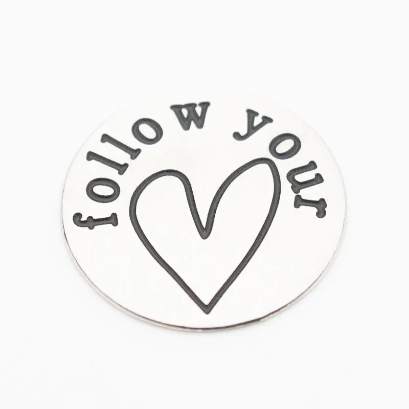10pcs Stainless Steel 22mm Follow Your Heart Plate for 30mm Floating Locket