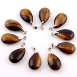 10pcs Tiger Eye Stone Water Drop Pendants Pendulum Crystal Chakra Healing