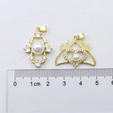 10pcs/lot Pearl Charm, Vintage Zircon Pendant, High-Quality Jewelry Charms