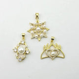 10pcs/lot Pearl Charm, Vintage Zircon Pendant, High-Quality Jewelry Charms