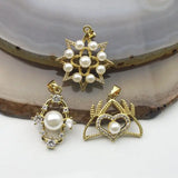 10pcs/lot Pearl Charm, Vintage Zircon Pendant, High-Quality Jewelry Charms