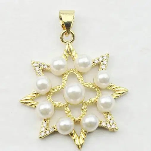 10pcs/lot Pearl Charm, Vintage Zircon Pendant, High-Quality Jewelry Charms