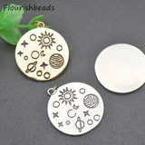10pcs Nickel Silver Plated Round Star Earth Necklace Pendants