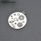 10pcs Nickel Silver Plated Round Star Earth Necklace Pendants