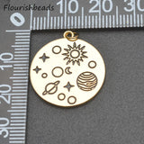 10pcs Nickel Silver Plated Round Star Earth Necklace Pendants