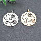 10pcs Nickel Silver Plated Round Star Earth Necklace Pendants