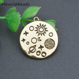 10pcs Nickel Silver Plated Round Star Earth Necklace Pendants