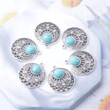 Vintage Metal Round Turquoise Charms DIY Earrings Bohemian Jewelry