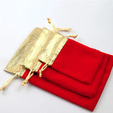 10pcs Vintage Velvet Gift Bags 7x9 10x12 12x15cm Red Organza Drawstring Pouches