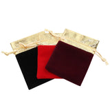 10pcs Vintage Velvet Gift Bags 7x9 10x12 12x15cm Red Organza Drawstring Pouches