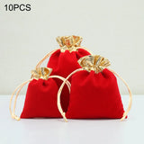10pcs Vintage Velvet Gift Bags 7x9 10x12 12x15cm Red Organza Drawstring Pouches
