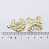 Vintage Pearl Charm, Light Zircon Pendant, Unique Jewelry Charms